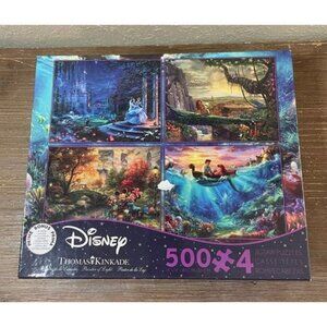 Disney Thomas Kinkade 4 in 1 Puzzle 500 Pieces Each Open Box Nostalgic Romantic